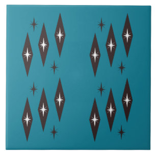Atomaire diamantenpatroon uit de jaren 50 turquois tegeltje