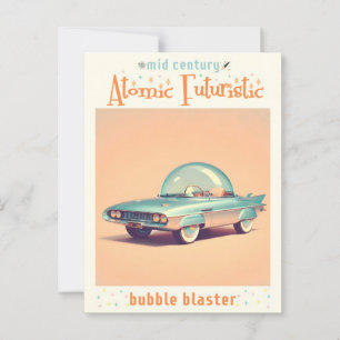 Atomaire Futuristische Bubbelblaasauto Briefkaart