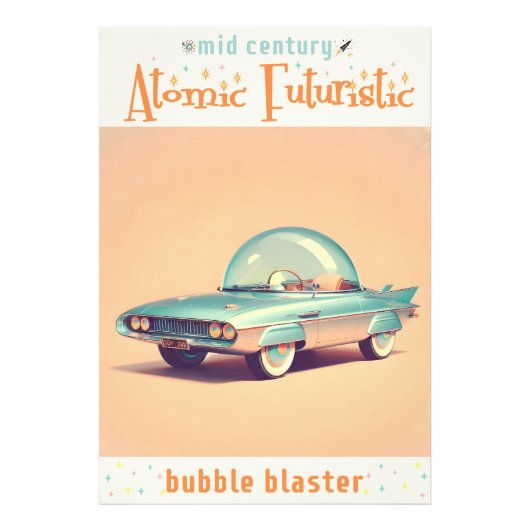 Atomaire Futuristische Bubbelblaasauto Foto Afdruk (Voorkant)