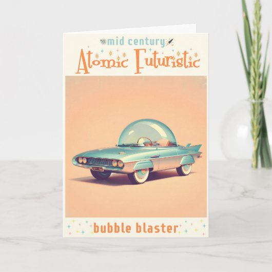 Atomaire Futuristische Bubbelblaasauto Kaart (Voorkant)