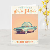 Atomaire Futuristische Bubbelblaasauto Kaart (Gele Bloem)