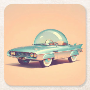 Atomaire Futuristische Bubbelblaasauto  Kartonnen Onderzetters
