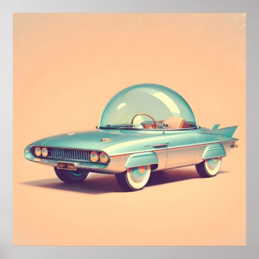 Atomaire Futuristische Bubbelblaasauto Poster (Voorkant)