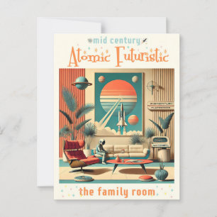 Atomaire Futuristische Florida Space Age Familie K Briefkaart