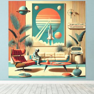 Atomaire Futuristische Florida Space Age Familie K Canvas Afdruk