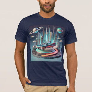 Atomaire Futuristische Grote Vinnen Coupe Auto T-shirt