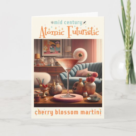 Atomaire Futuristische Kersenbloesem Martini Kaart (Voorkant)