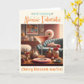 Atomaire Futuristische Kersenbloesem Martini Kaart (Gele Bloem)