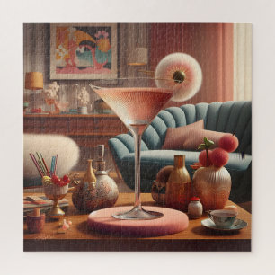 Atomaire Futuristische Kersenbloesem Martini Legpuzzel
