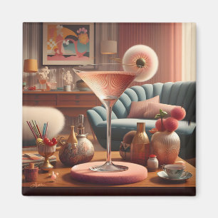 Atomaire Futuristische Kersenbloesem Martini Magneet
