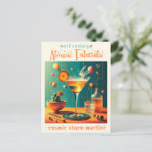 Atomaire Futuristische Kosmische Storm Martini Briefkaart (Staand voorkant)