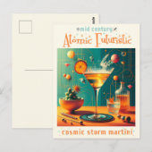 Atomaire Futuristische Kosmische Storm Martini Briefkaart (Voorkant / Achterkant)