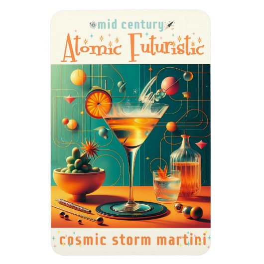 Atomaire Futuristische Kosmische Storm Martini Magneet (Verticaal)