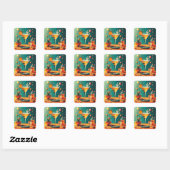 Atomaire Futuristische Kosmische Storm Martini Vierkante Sticker (Vel)