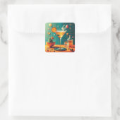 Atomaire Futuristische Kosmische Storm Martini Vierkante Sticker (Tas)