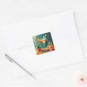 Atomaire Futuristische Kosmische Storm Martini Vierkante Sticker (Envelop)