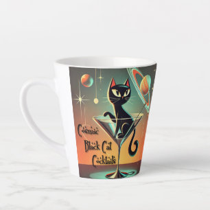 Atomaire Futuristische Kosmische Zwarte Kat Cockta Latte Mok