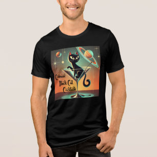 Atomaire Futuristische Kosmische Zwarte Kat Cockta Tri-Blend Shirt