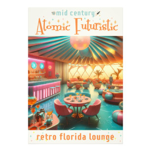 Atomaire Futuristische Retro Florida Lounge Foto Afdruk