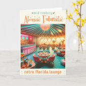 Atomaire Futuristische Retro Florida Lounge Kaart (Gele Bloem)