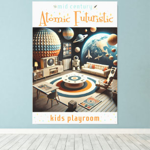 Atomaire Futuristische Ruimtetijd Kinder Speelkame Canvas Afdruk