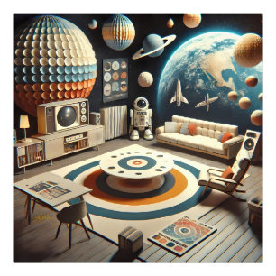 Atomaire Futuristische Ruimtetijd Kinder Speelkame Foto Afdruk