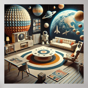 Atomaire Futuristische Ruimtetijd Kinder Speelkame Poster