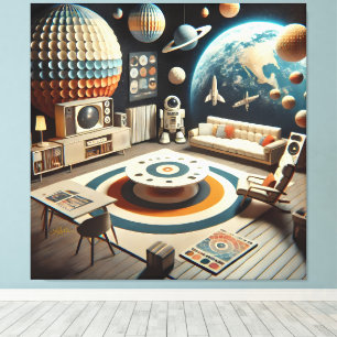 Atomaire Futuristische Ruimtetijd Kinderkamer Canvas Afdruk