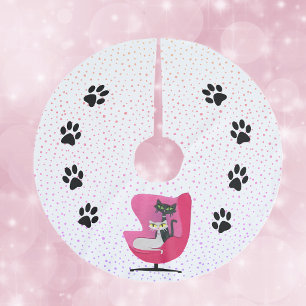 Atomaire Katten Roze Stoel Zwarte Pootafdrukken Ro Kerstboom Rok