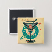 Atomaire Martini Club Vierkante Button 5,1 Cm (Voorkant /achterkant)