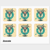 Atomaire Martini Club Vierkante Sticker (Vel)