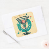 Atomaire Martini Club Vierkante Sticker (Envelop)