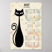 Atomaire Retro Zwarte Kat Mid Century 2027 Agenda Poster (Voorkant)