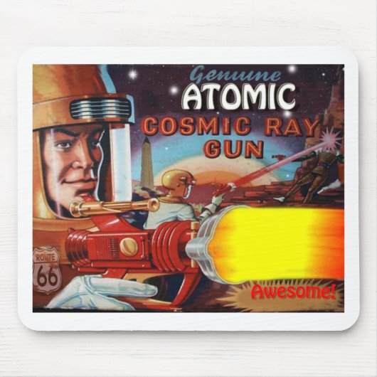 atomaire-ruimte-man-pistool muismat (Voorkant)