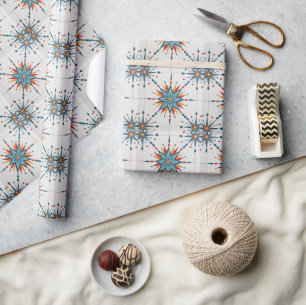 Atomaire stervontstijl retro middeleeuwse moderne  cadeaupapier
