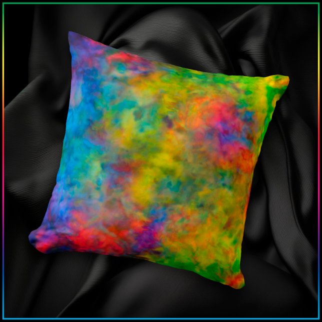 [Atomaire Tie-Dye]  Psychedelische Regenboogkleure Kussen (Try the image filters to change-up the color effect. )