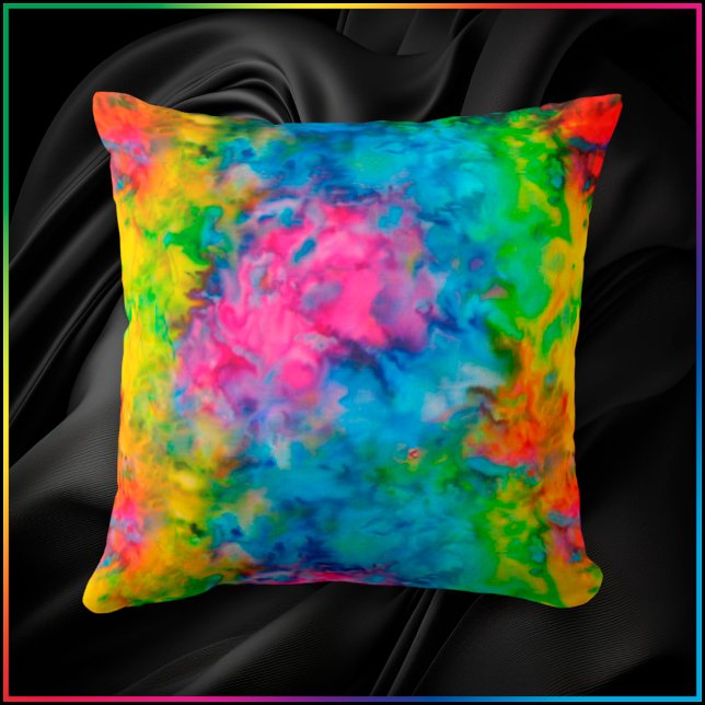 [Atomaire Tie-Dye]  V2 Psychedelische Regenboogkle Kussen (Try any of the 13 image filters to change up the color effect.)