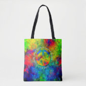 [Atomaire Tie-Dye] Vredessymbool Aangepaste Tekst  Tote Bag (Voorkant)
