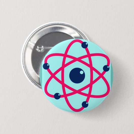 Atomen Matter. Roze en blauwe Atom Ronde Button 5,7 Cm (Voorkant /achterkant)