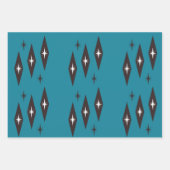 Atomic 1950's Diamonds Pattern Blauwgroen Inpakpapier Vel (Voorkant 3)