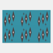 Atomic 1950's Diamonds Pattern Blauwgroen Inpakpapier Vel (Voorkant 2)