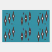 Atomic 1950's Diamonds Pattern Blauwgroen Inpakpapier Vel (Voorkant)