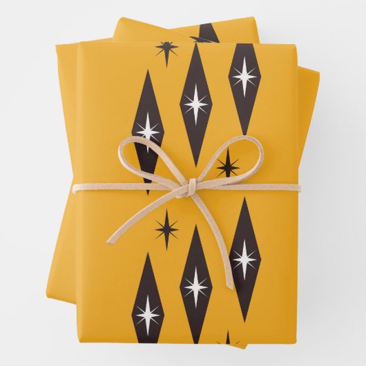 Atomic 1950's Diamonds Pattern Sinaasappel Inpakpapier Vel (In situ)