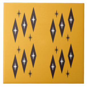 Atomic 1950's Diamonds Pattern Sinaasappel Tegeltje