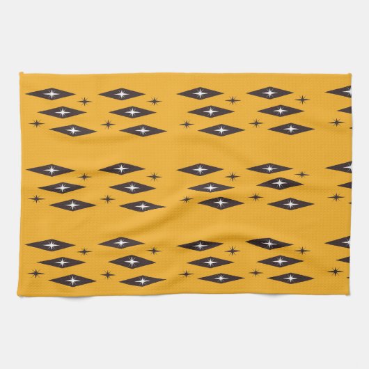 Atomic 1950's Diamonds Pattern Sinaasappel Theedoek (Horizontaal)