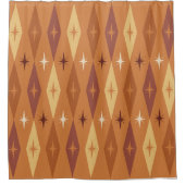 Atomic 1950's Diamonds Stars Sinaasappel Douchegordijn (Voorkant)