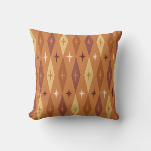 Atomic 1950's Diamonds Stars Sinaasappel Kussen