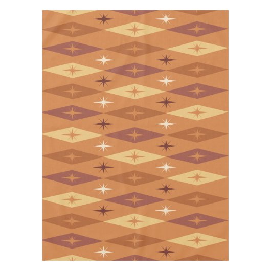 Atomic 1950's Diamonds Stars Sinaasappel Tafelkleed (Voorkant)