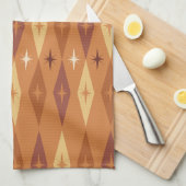 Atomic 1950's Diamonds Stars Sinaasappel Theedoek (Quarter Fold)