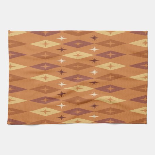 Atomic 1950's Diamonds Stars Sinaasappel Theedoek (Horizontaal)
